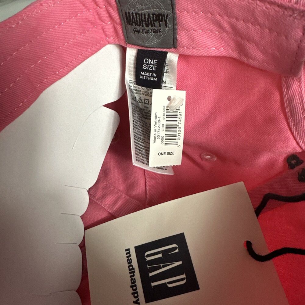 NWT  Gap x MadHappy 6-Panel Pink Mad Hat Adjustable Baseball Cap One Size - Picture 4 of 8